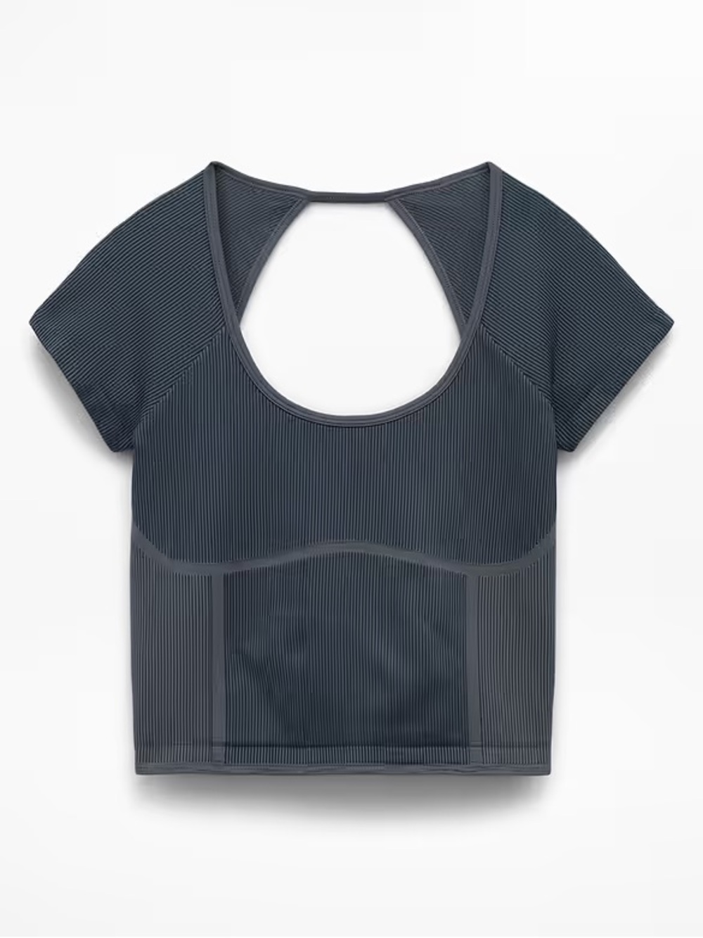 Athleta Grey Ribbed Seamless Crop Top - Picture 3 of 3